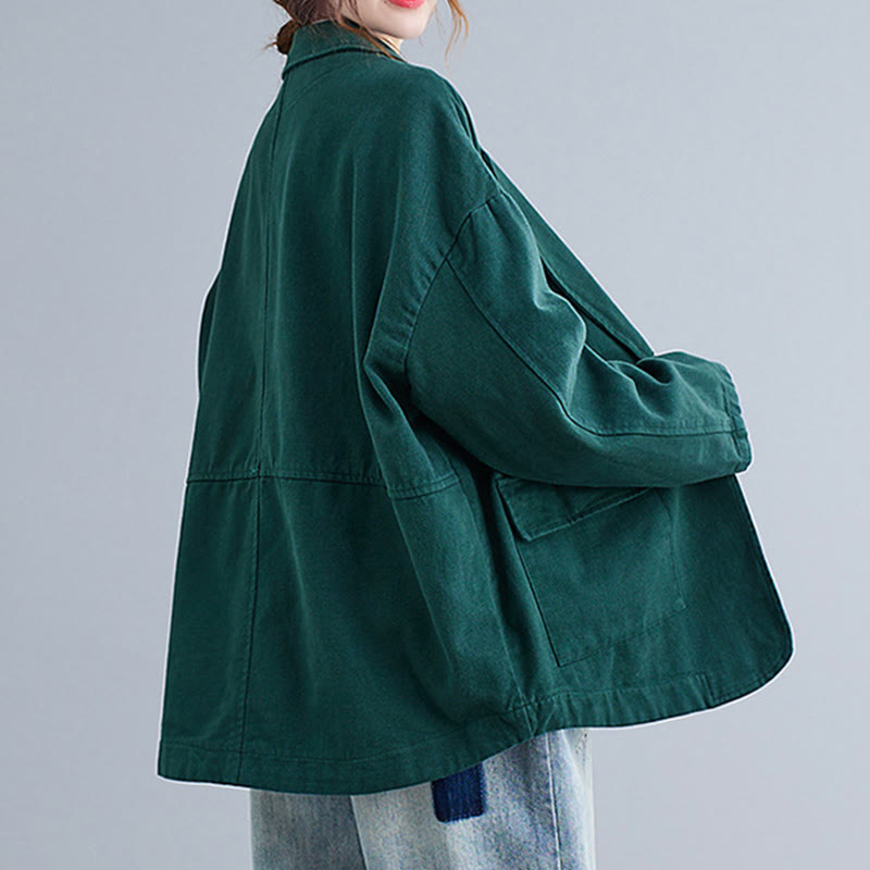 Chaqueta blazer de algodón de manga larga para mujer, color liso, con bolsillos y estampado Buddha Stones - image 20