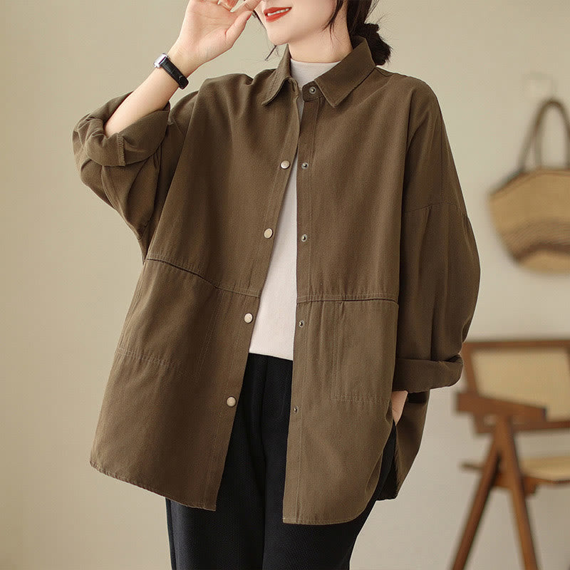 Chaqueta informal de manga larga con bolsillos para mujer, de color liso y con estampado de Buddha Stones - image 23