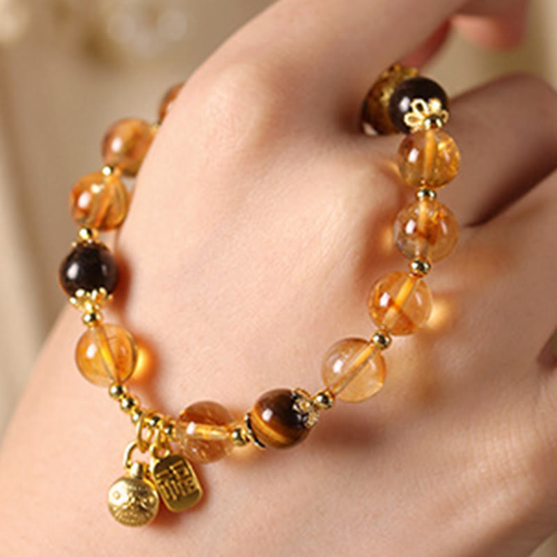 Pulsera de prosperidad con Buddha Stones, citrino natural, personaje Fu, bestia de la suerte - image 3