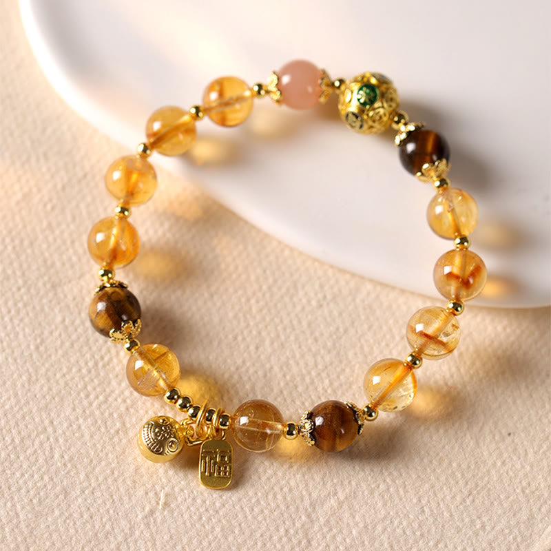 Pulsera de prosperidad con Buddha Stones, citrino natural, personaje Fu, bestia de la suerte - image 1