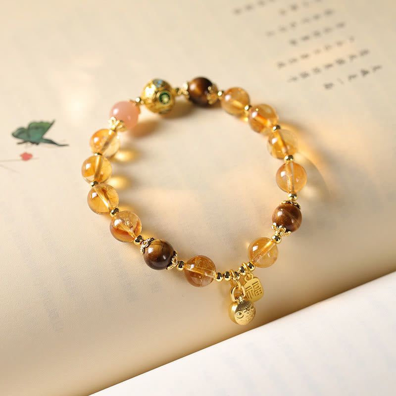 Pulsera de prosperidad con Buddha Stones, citrino natural, personaje Fu, bestia de la suerte - image 8