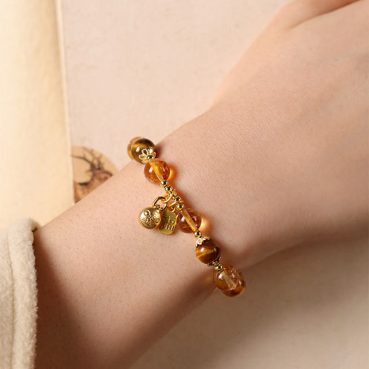 Pulsera de prosperidad con Buddha Stones, citrino natural, personaje Fu, bestia de la suerte - image 4