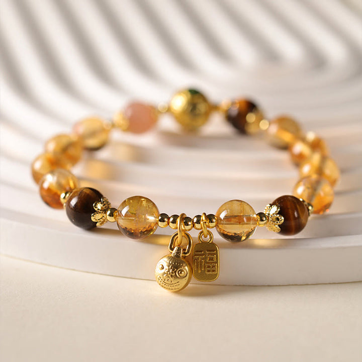 Pulsera de prosperidad con Buddha Stones, citrino natural, personaje Fu, bestia de la suerte - image 2