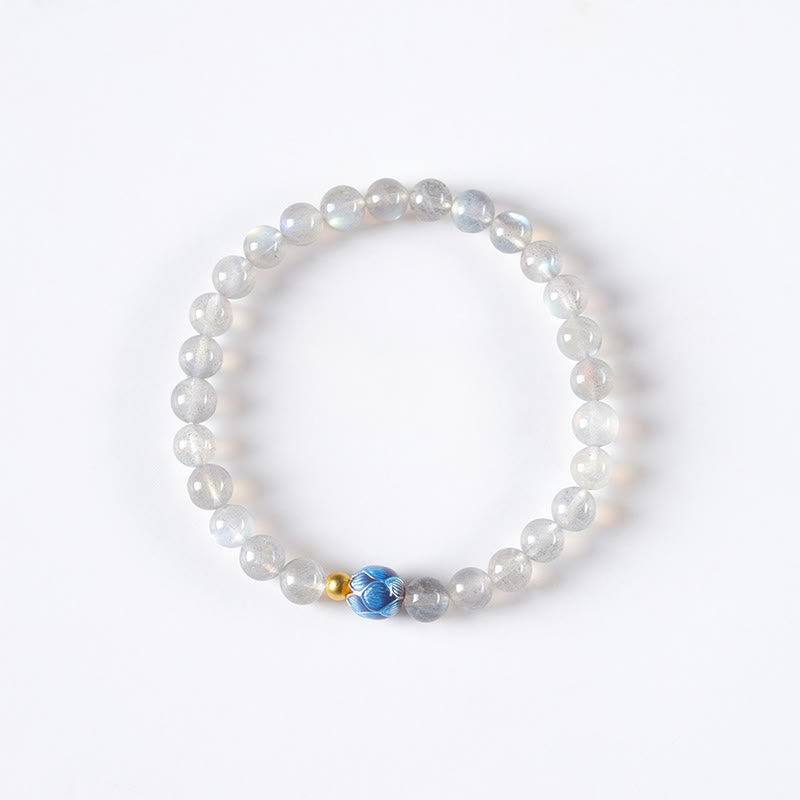 Pulsera con encanto de loto, piedra lunar natural y Buddha Stones - image 7