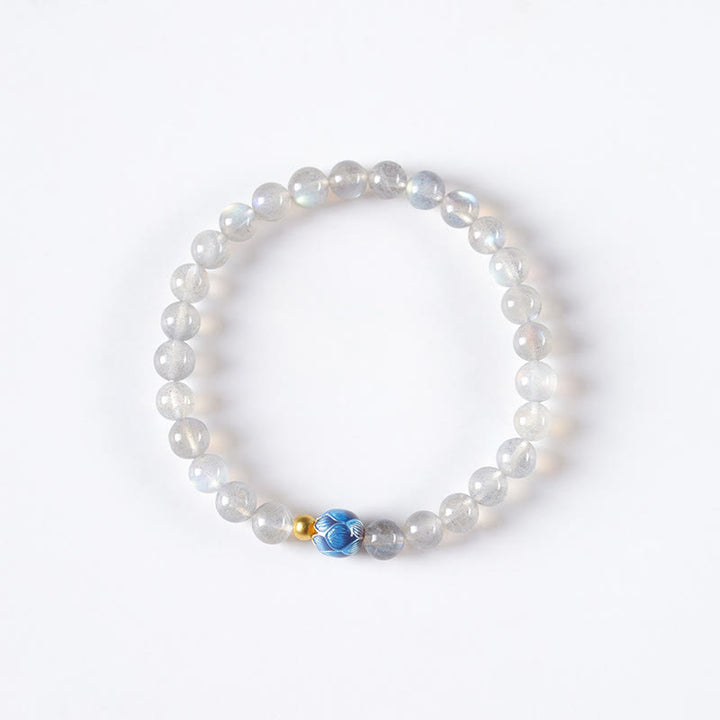 Pulsera con encanto de loto, piedra lunar natural y Buddha Stones - image 7