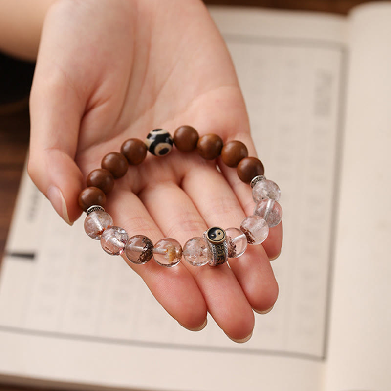 Pulsera de protección Yin Yang con fantasma rojo de madera impactada por rayos y Buddha Stones - image 3