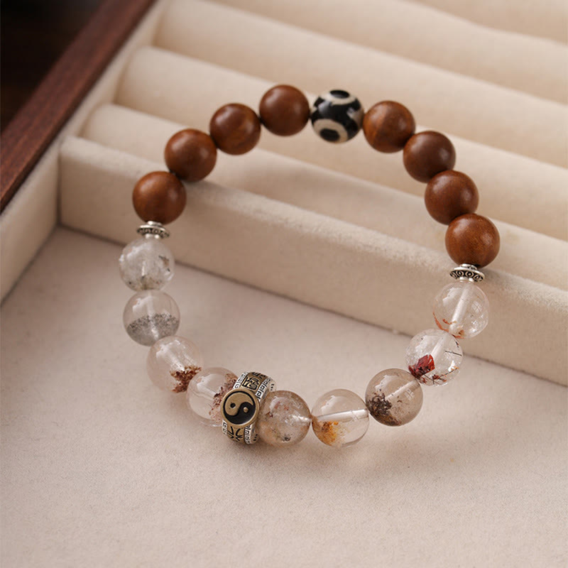 Pulsera de protección Yin Yang con fantasma rojo de madera impactada por rayos y Buddha Stones - image 1