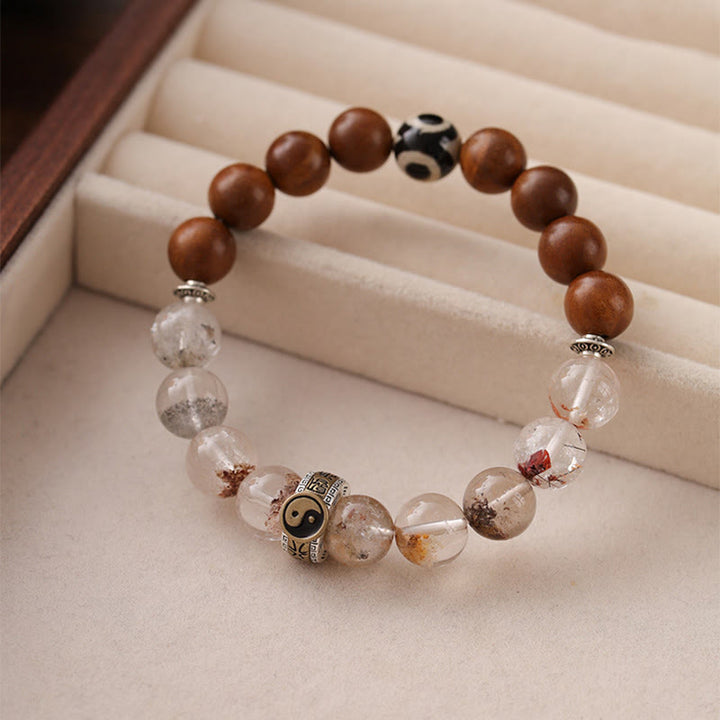 Pulsera de protección Yin Yang con fantasma rojo de madera impactada por rayos y Buddha Stones - image 1