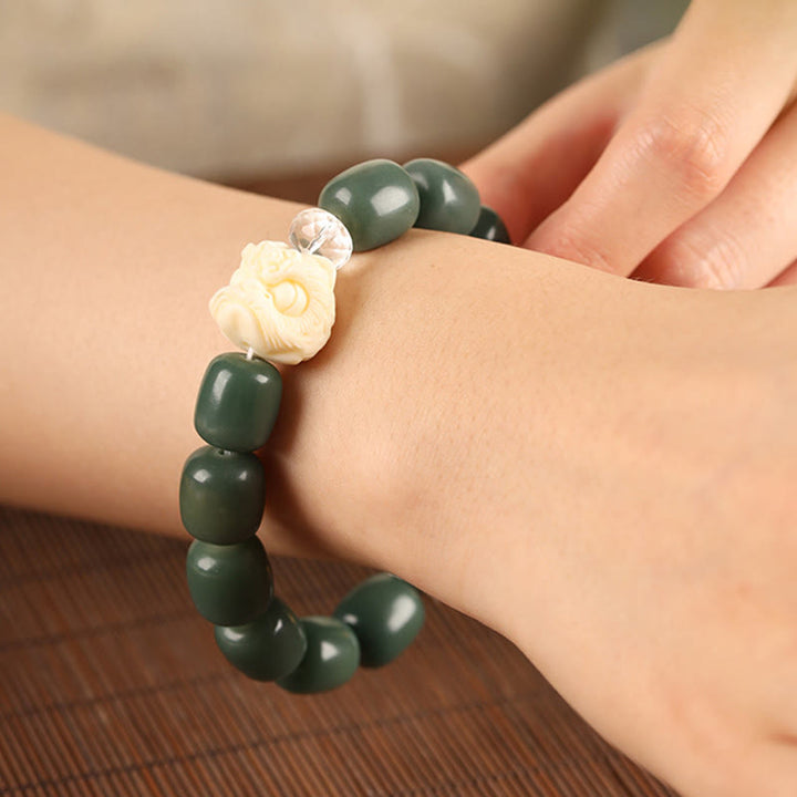 Pulsera de la paz con cabeza de león y semillas de Bodhi de Buddha Stones Om Mani Padme Hum - image 2
