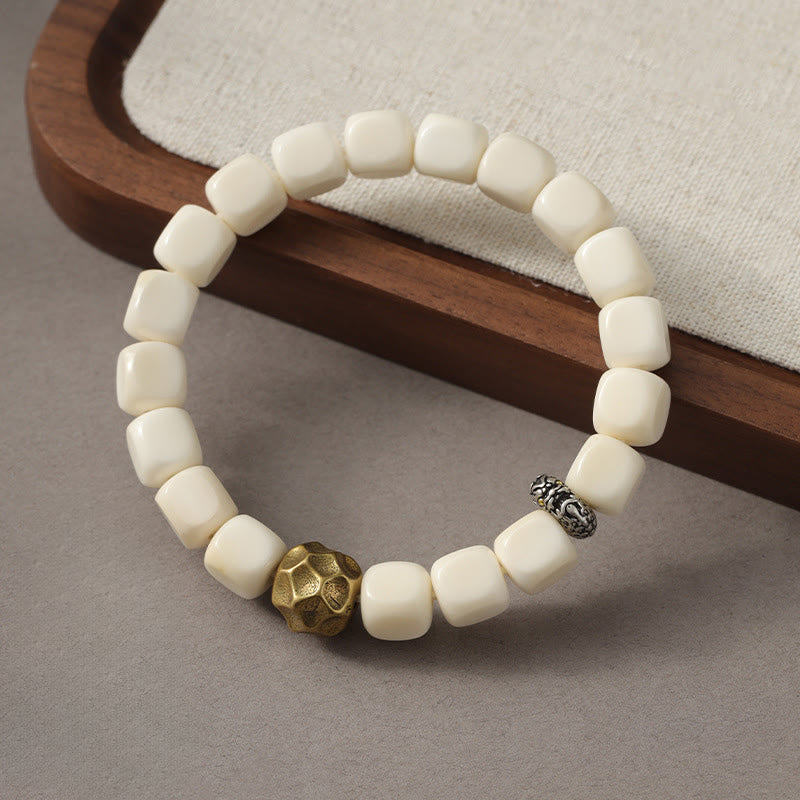 Pulsera de calma con semillas de Bodhi y Buddha Stones , cobre y latón martillados - image 1