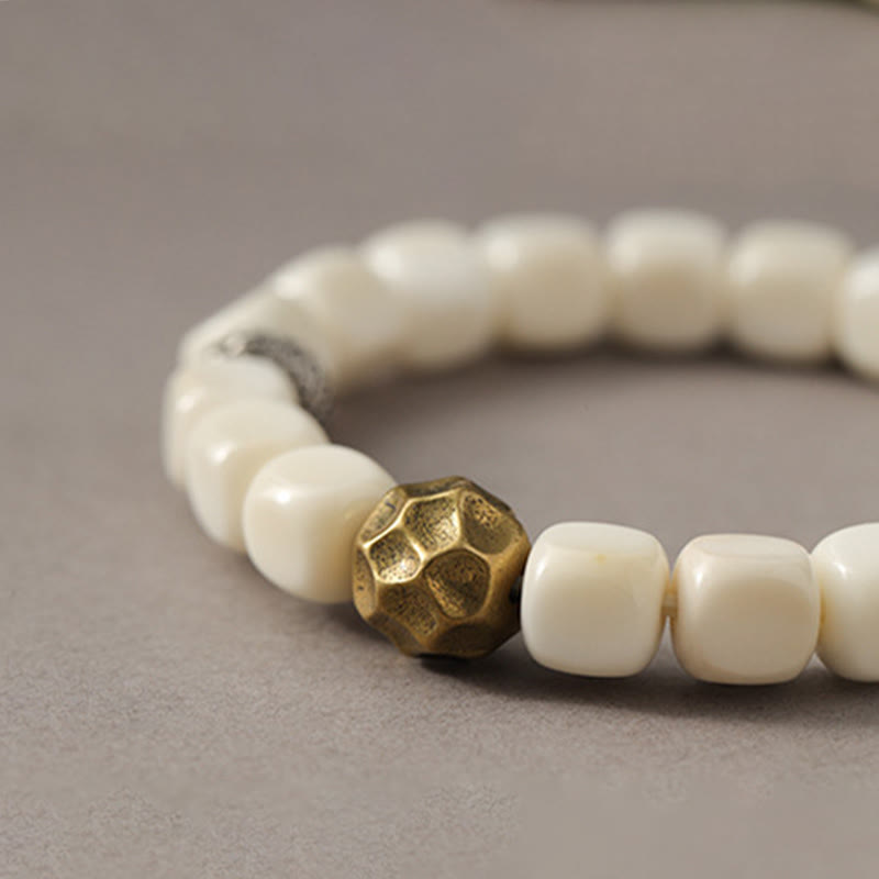 Pulsera de calma con semillas de Bodhi y Buddha Stones , cobre y latón martillados - image 2