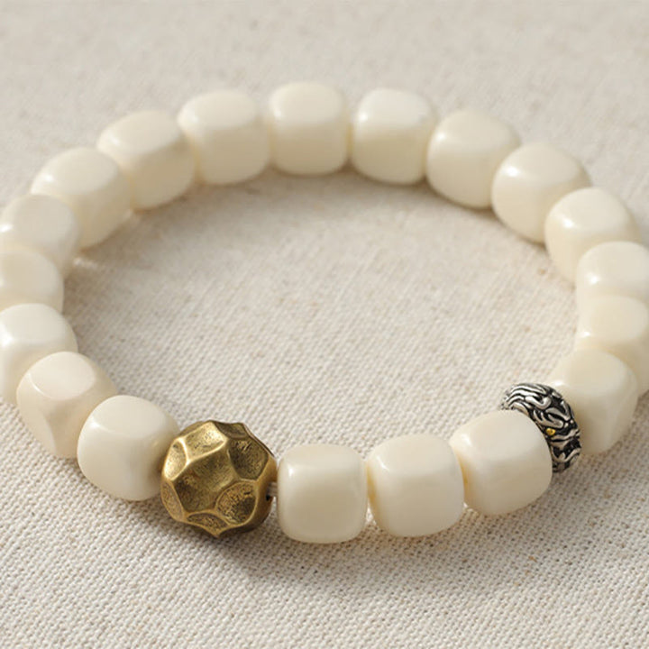 Pulsera de calma con semillas de Bodhi y Buddha Stones , cobre y latón martillados - image 6