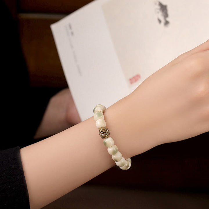 Pulsera de sabiduría Garuda de cobre y latón martillado con semillas de Bodhi y Buddha Stones - image 10
