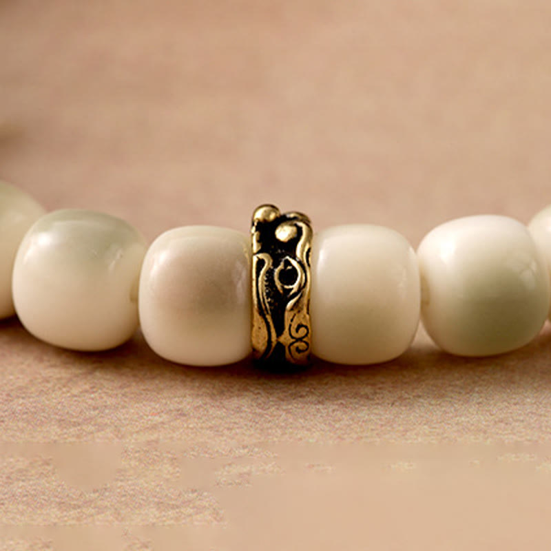 Pulsera de sabiduría Garuda de cobre y latón martillado con semillas de Bodhi y Buddha Stones - image 9