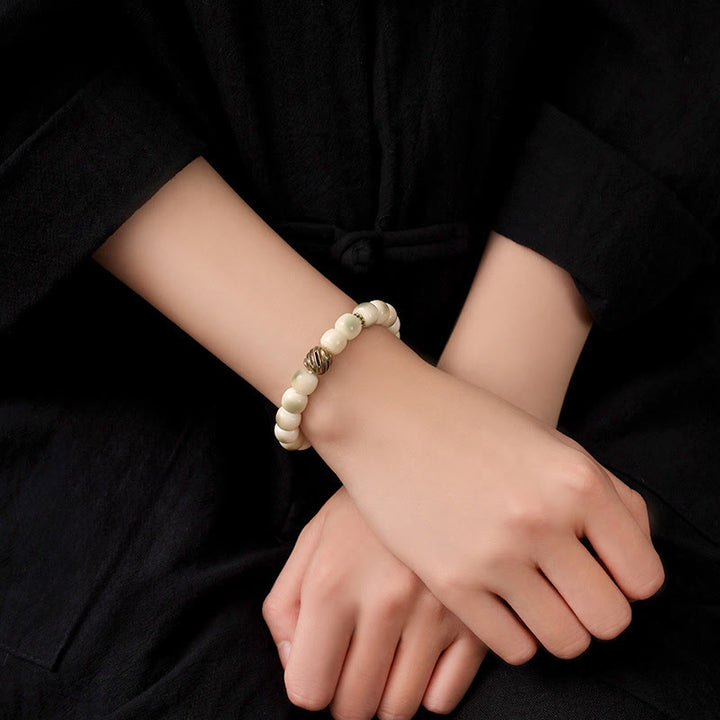 Pulsera de sabiduría Garuda de cobre y latón martillado con semillas de Bodhi y Buddha Stones - image 11
