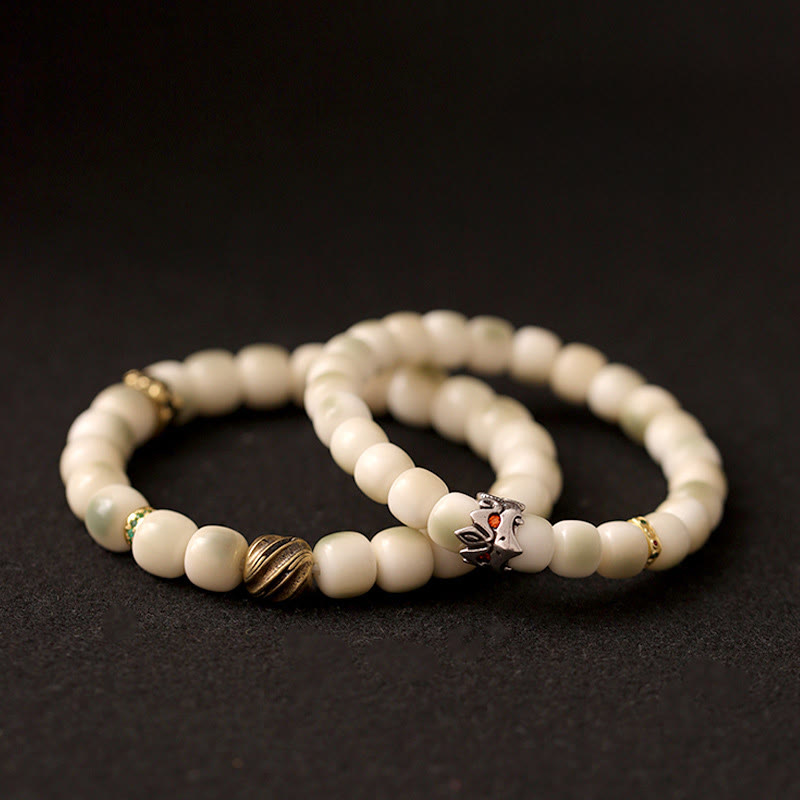 Pulsera de sabiduría Garuda de cobre y latón martillado con semillas de Bodhi y Buddha Stones - image 12