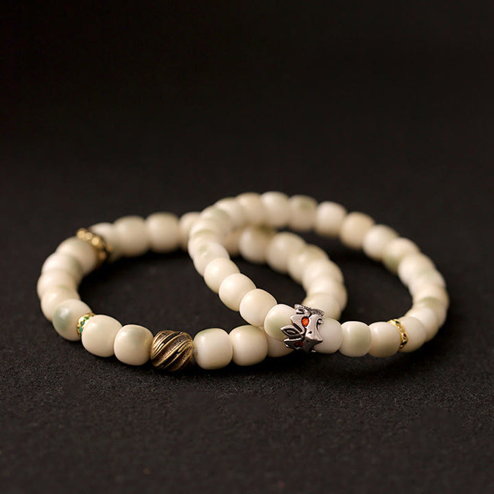 Pulsera de sabiduría Garuda de cobre y latón martillado con semillas de Bodhi y Buddha Stones - image 12