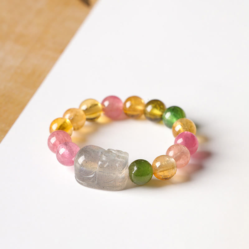 Anillo de amor positivo con turmalina natural, perla de la suerte, ámbar y pixiu de Buddha Stones - image 6