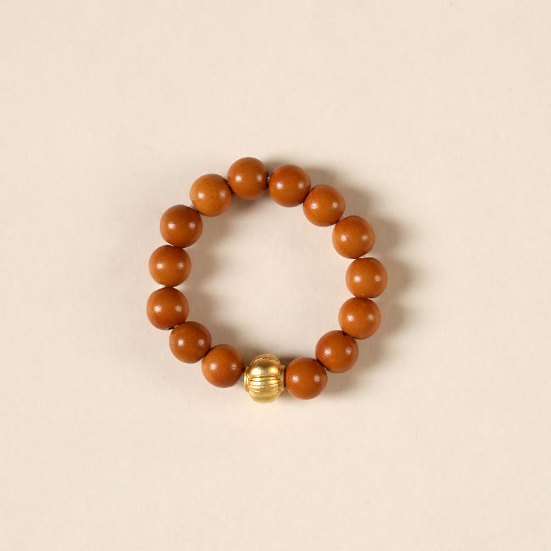 Anillo de fuerza interior con moneda de cobre y cuentas de hueso de olivo de Buddha Stones - Patrón de linterna - 4 mm - image 12