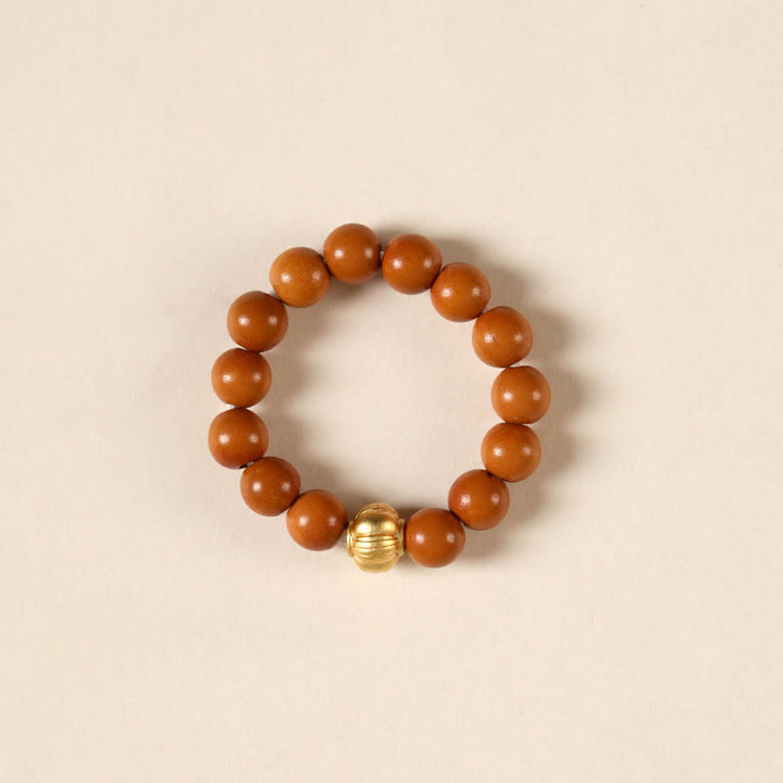 Anillo de fuerza interior con moneda de cobre y cuentas de hueso de olivo de Buddha Stones - Patrón de linterna - 4 mm - image 12