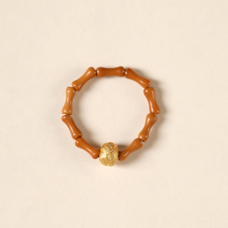 Anillo de fuerza interior con moneda de cobre y cuentas de hueso de olivo de Buddha Stones - Perla de cobre - 6 mm - image 9