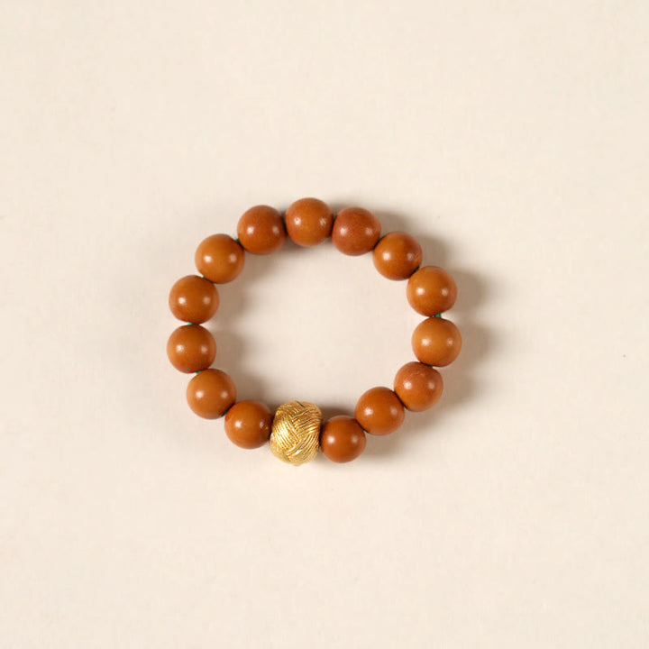 Anillo de fuerza interior con moneda de cobre y cuentas de hueso de olivo de Buddha Stones - Perla de cobre - 4 mm - image 7