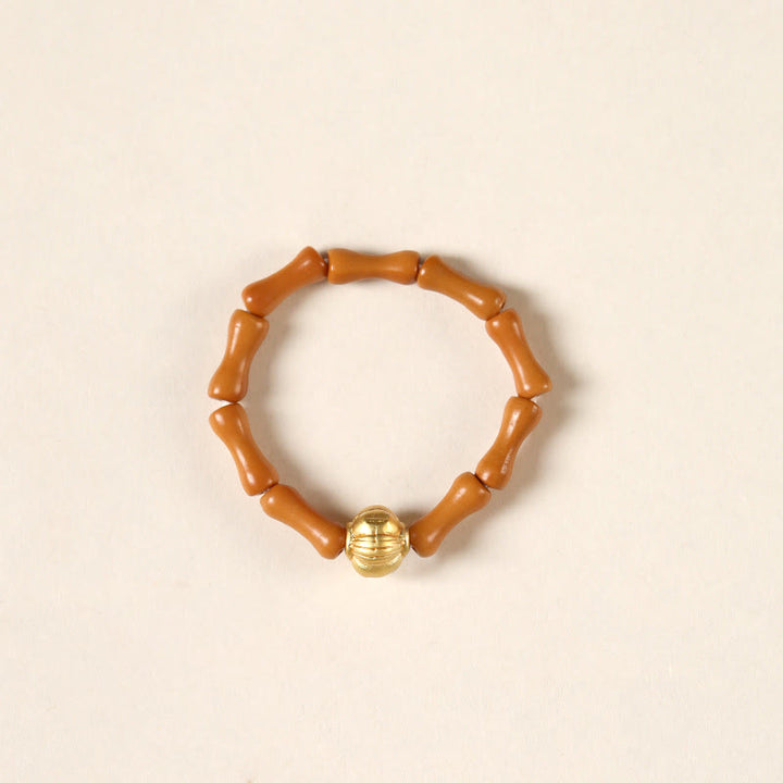 Anillo de fuerza interior con moneda de cobre y cuentas de hueso de olivo de Buddha Stones - Patrón de linterna - 6 mm - image 14