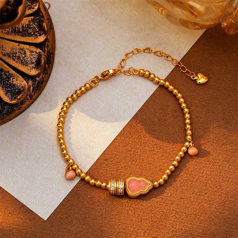 Pulsera de la riqueza con cuentas de calabaza y Buddha Stones bañadas en cobre y latón, bañadas en oro de 24 quilates - image 2
