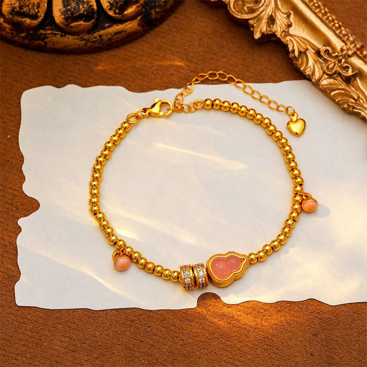 Pulsera de la riqueza con cuentas de calabaza y Buddha Stones bañadas en cobre y latón, bañadas en oro de 24 quilates - image 3
