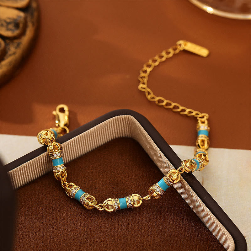 Pulsera de la suerte y la riqueza Vajra con Buddha Stones, cobre, latón y oro de 24 quilates - image 4
