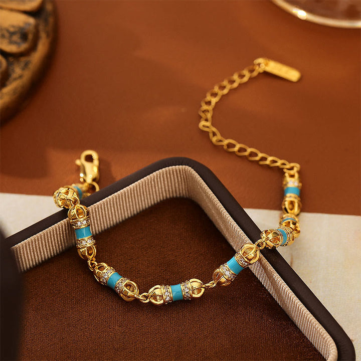 Pulsera de la suerte y la riqueza Vajra con Buddha Stones, cobre, latón y oro de 24 quilates - image 4