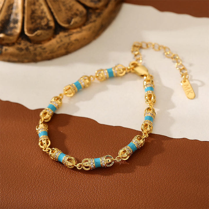 Pulsera de la suerte y la riqueza Vajra con Buddha Stones, cobre, latón y oro de 24 quilates - image 3