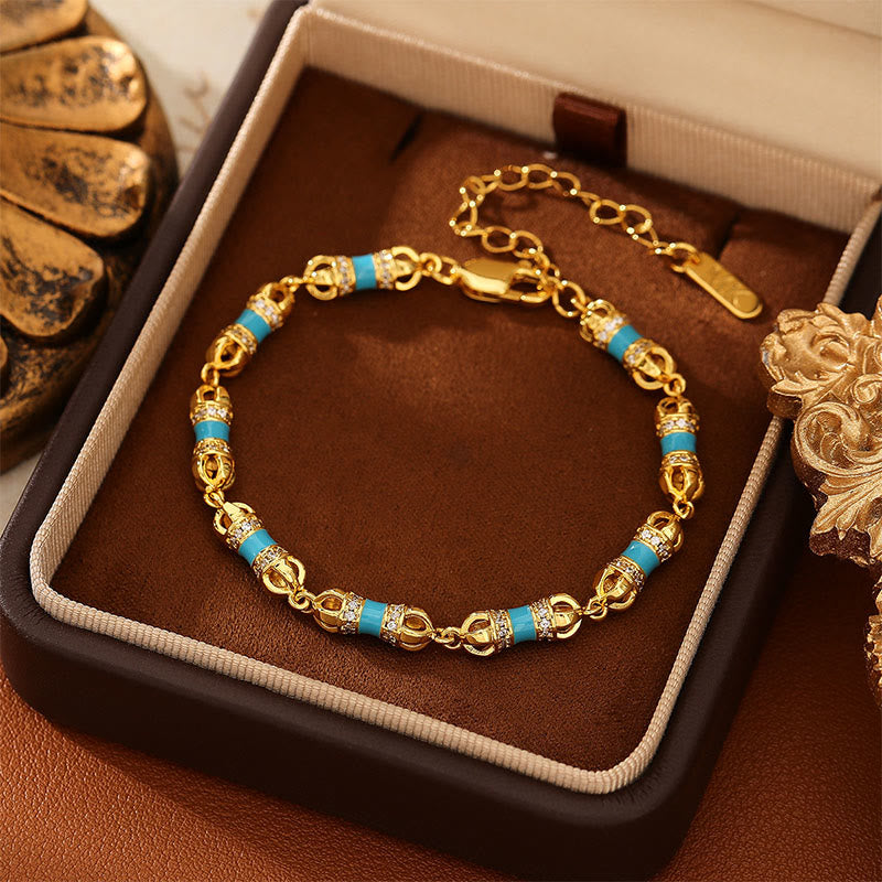 Pulsera de la suerte y la riqueza Vajra con Buddha Stones, cobre, latón y oro de 24 quilates - image 1