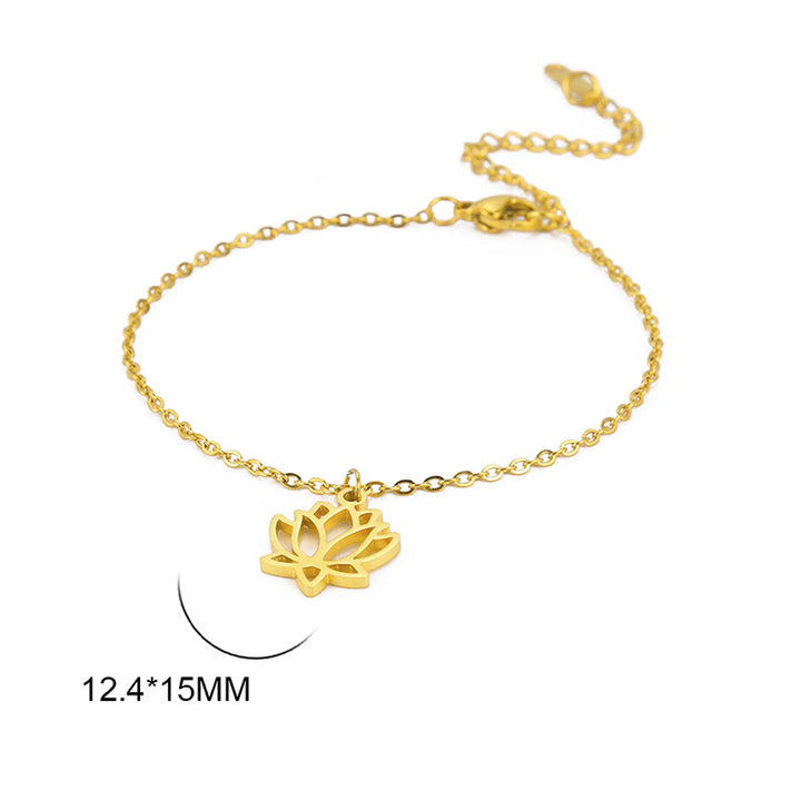 Pulsera de acero de titanio con diseño de loto y Buddha Stones - image 14