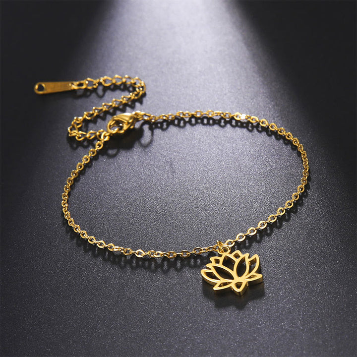 Pulsera de acero de titanio con diseño de loto y Buddha Stones - image 13