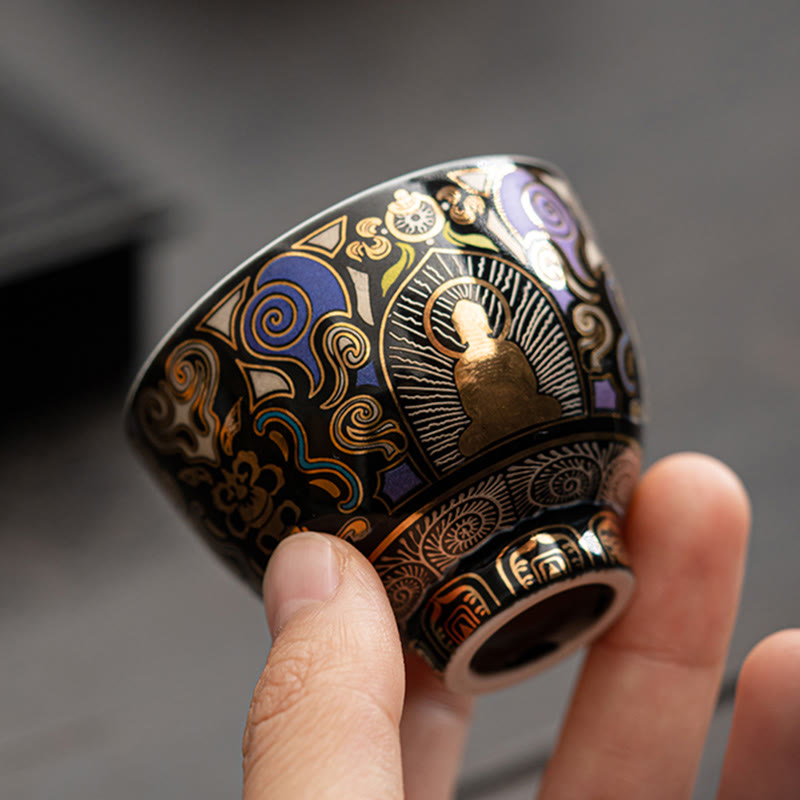 Thangka negro de Buddha Stones , taza de té de nubes auspiciosas de Buda, taza de té de kung fu - image 4