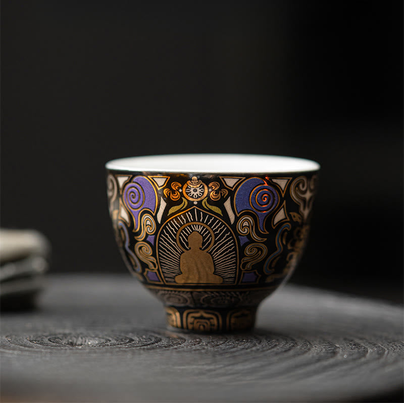 Thangka negro de Buddha Stones , taza de té de nubes auspiciosas de Buda, taza de té de kung fu - image 3