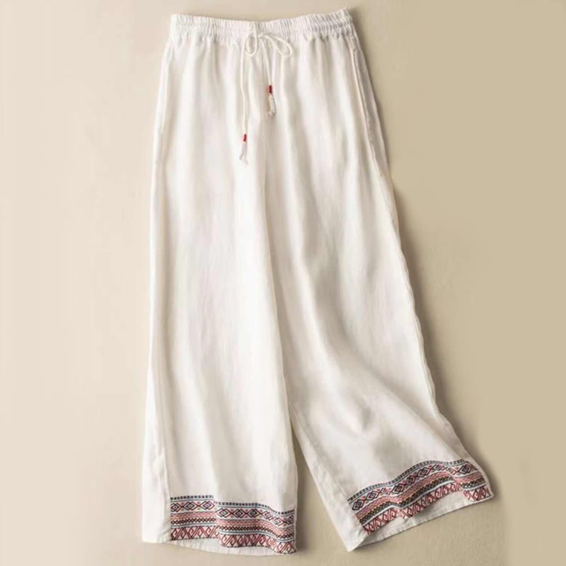 Pantalones anchos de algodón con bolsillos y diseño bohemio de Buddha Stones para mujer - Blanco - US14, UK/AU18, EU46 (4XL) - image 3