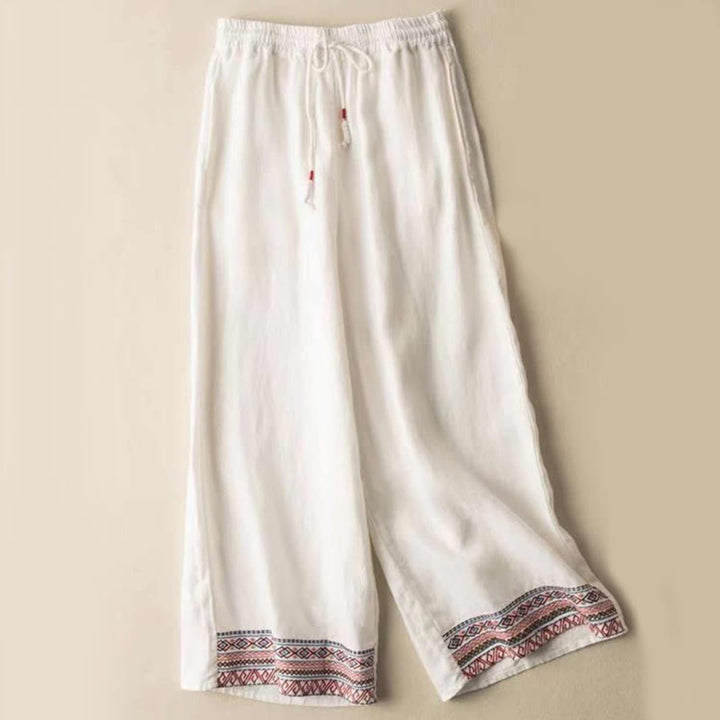 Pantalones anchos de algodón con bolsillos y diseño bohemio de Buddha Stones para mujer - Blanco - US14, UK/AU18, EU46 (4XL) - image 3