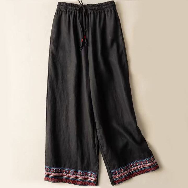 Pantalones anchos de algodón con bolsillos y diseño bohemio de Buddha Stones para mujer - Negro - US14, UK/AU18, EU46 (4XL) - image 2
