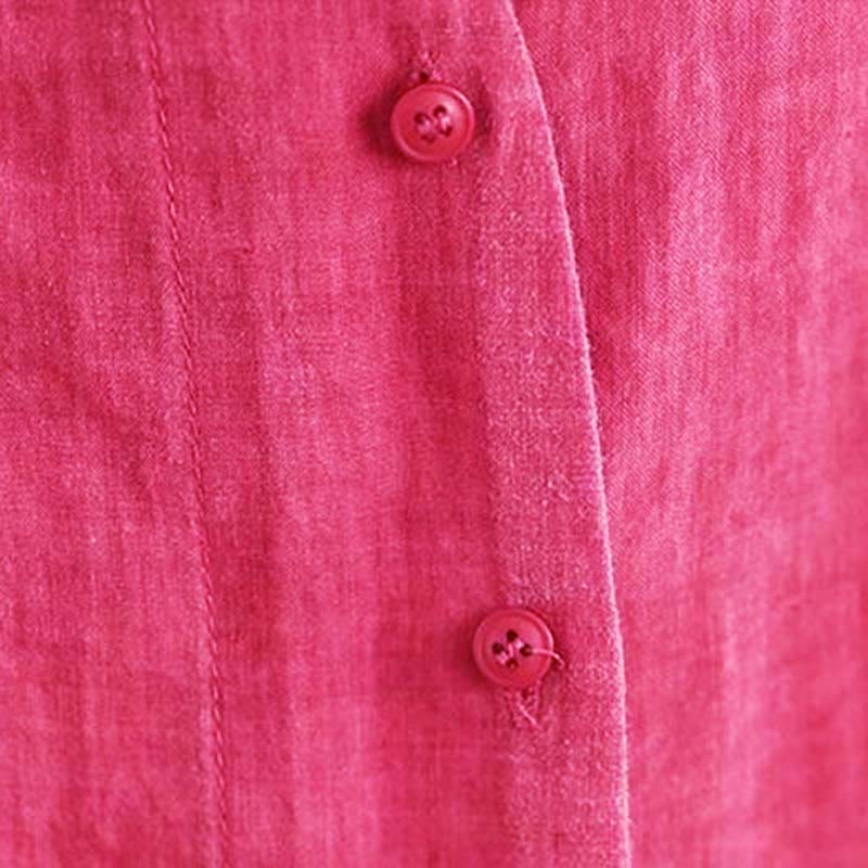 Camisa de algodón de manga larga para mujer con diseño irregular de Buddha Stones y botones - image 12
