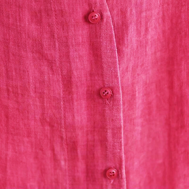 Camisa de algodón de manga larga para mujer con diseño irregular de Buddha Stones y botones - image 13