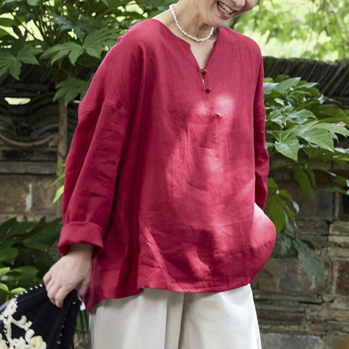 Camisa de lino de manga larga con Buddha Stones para mujer adulta mayor - image 18