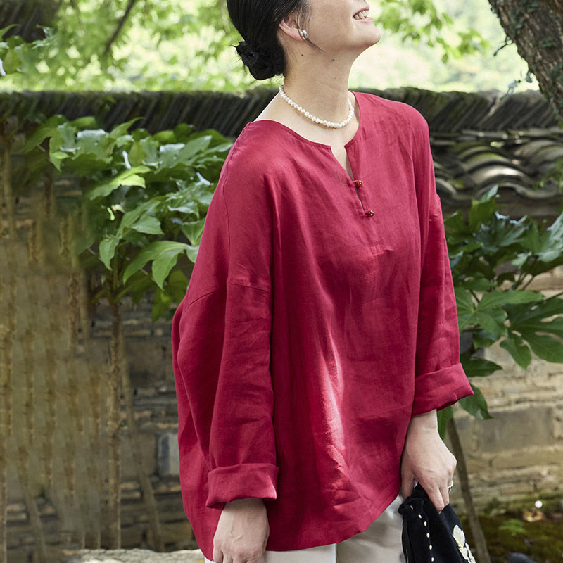 Camisa de lino de manga larga con Buddha Stones para mujer adulta mayor - image 16