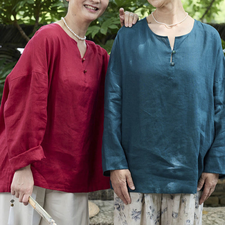 Camisa de lino de manga larga con Buddha Stones para mujer adulta mayor - image 27