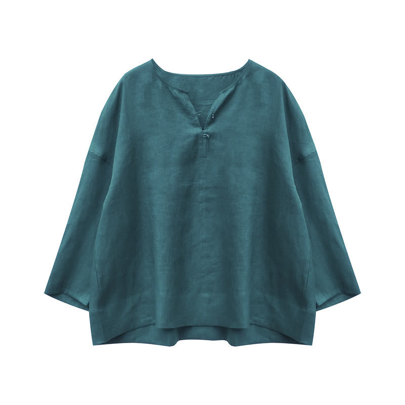 Camisa de lino de manga larga con Buddha Stones para mujer adulta mayor - image 14