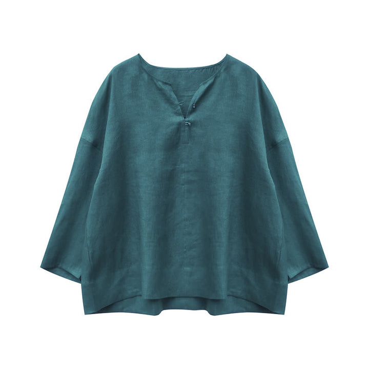Camisa de lino de manga larga con Buddha Stones para mujer adulta mayor - image 14