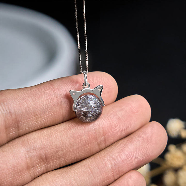 Collar con colgante de gato de cristal Super Seven de plata de ley 925 con Buddha Stones - image 4