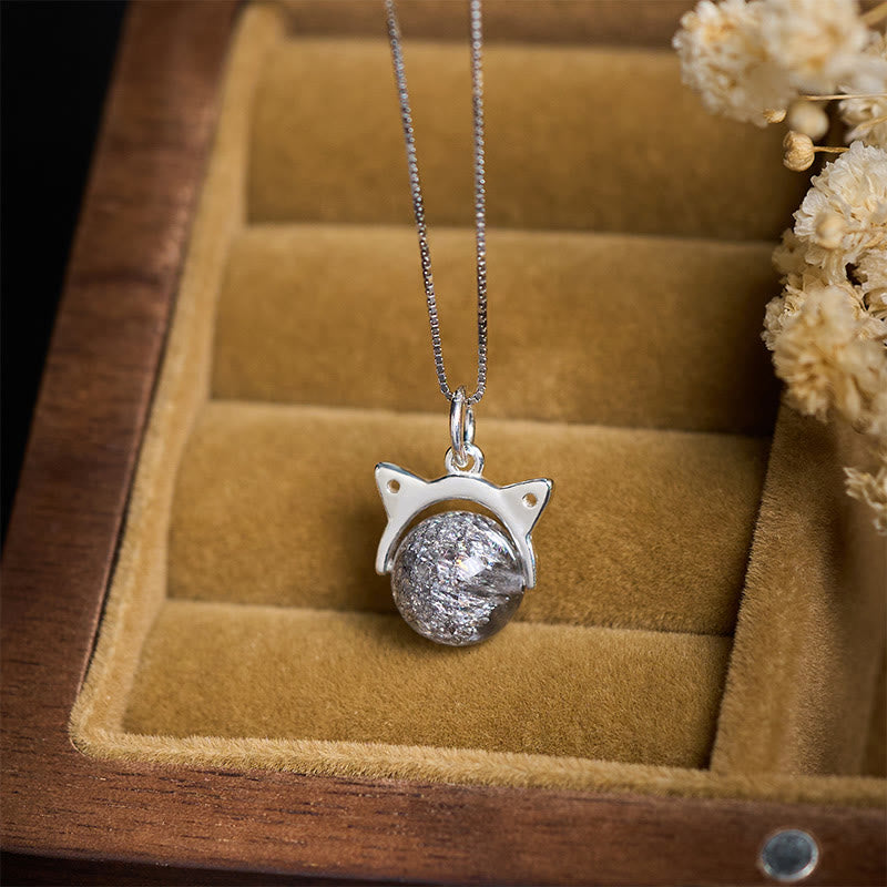 Collar con colgante de gato de cristal Super Seven de plata de ley 925 con Buddha Stones - image 1
