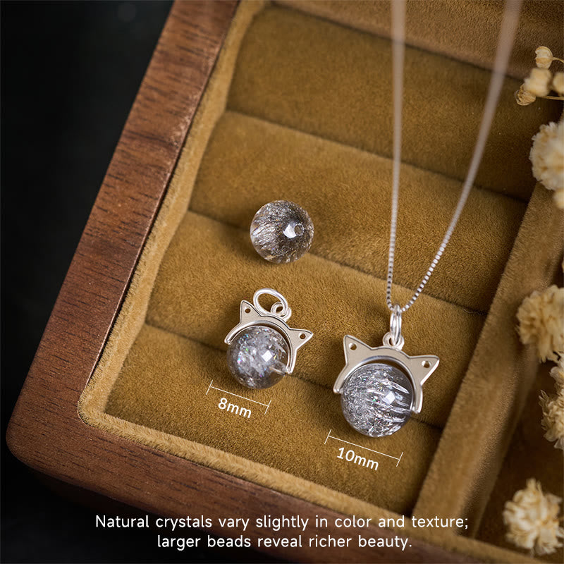 Collar con colgante de gato de cristal Super Seven de plata de ley 925 con Buddha Stones - image 3